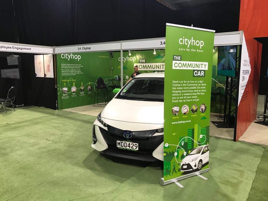 Cityhop exhibition booth banners and wall panels