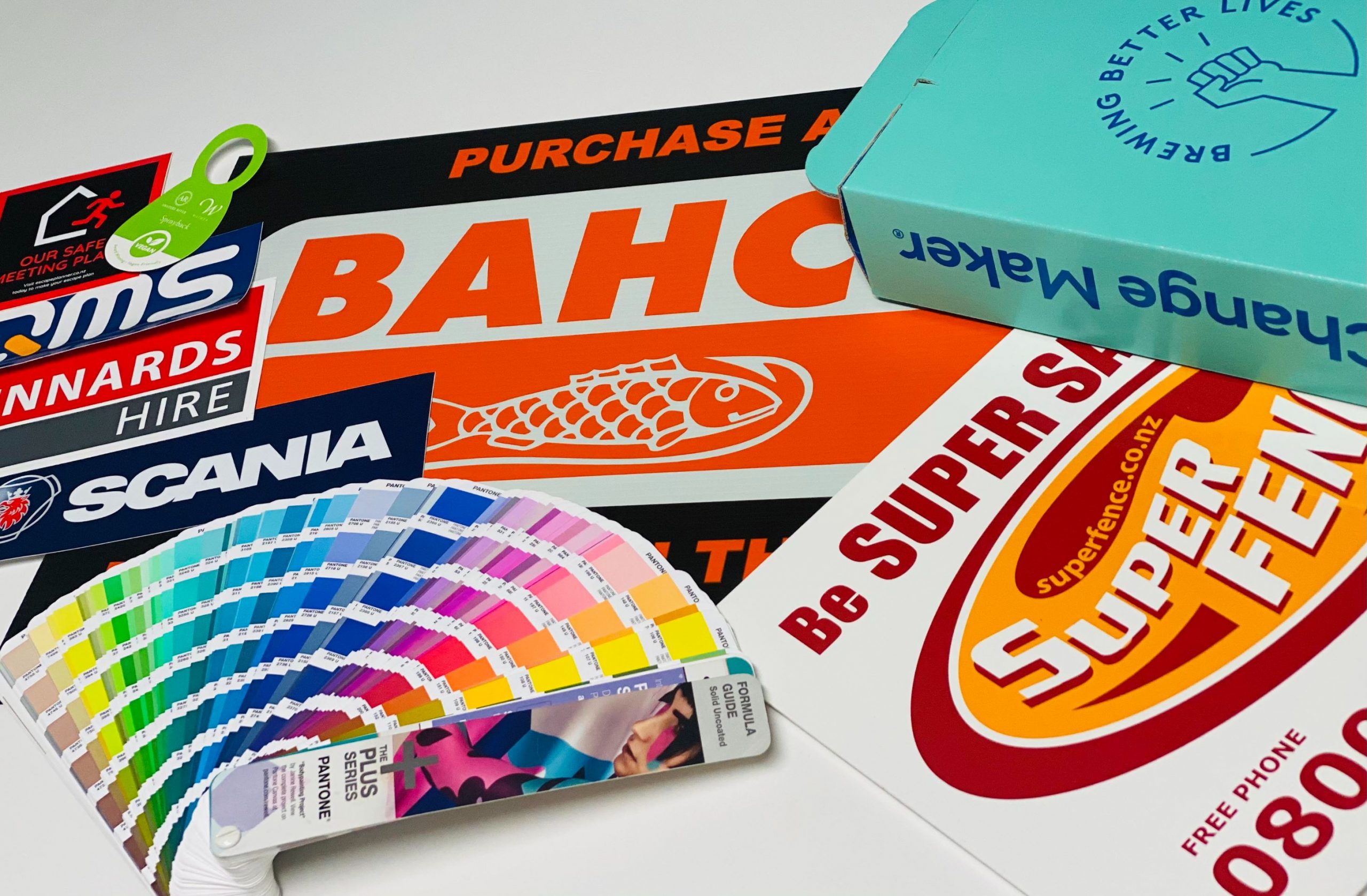 Some products like colour books that were screen printed in Auckland by Southan Print
